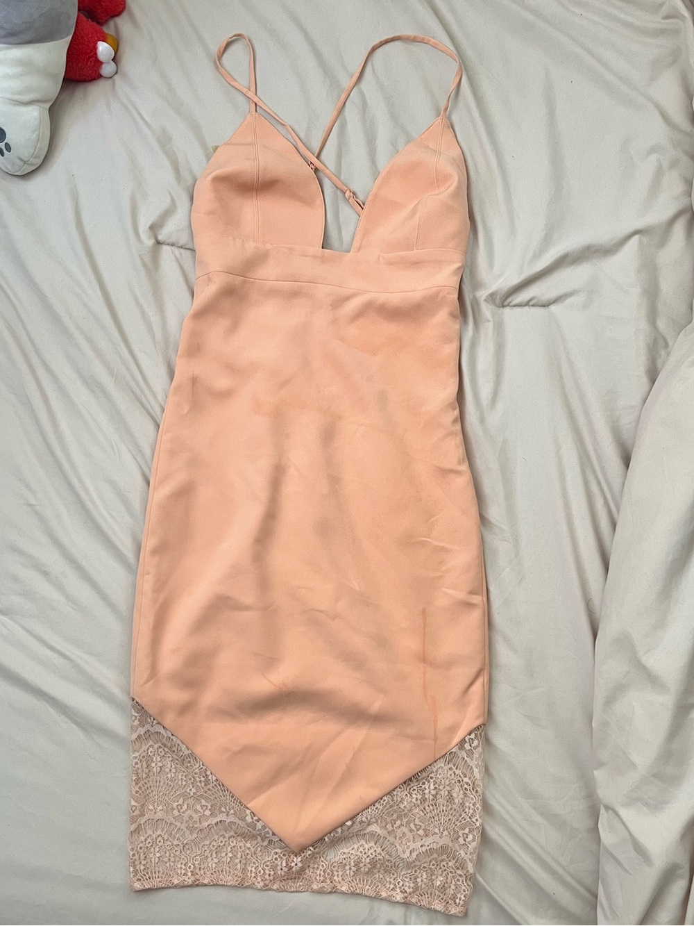 House of CB Peach Lace-Hem Midi Slip Dress- brand new